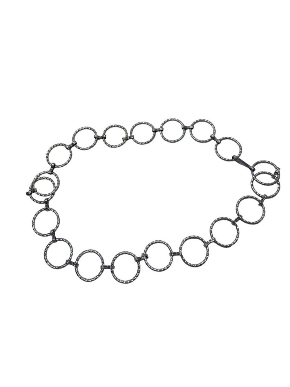 Silver Womens Twisted Metal Link Chain Belt Adjustable Design 43 Inches Long